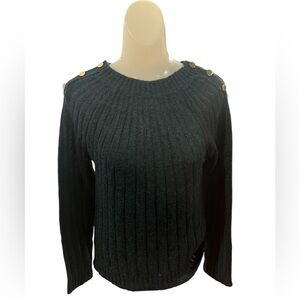 Molly Bracken Duck Blue Sweater with Gold Button Details size S